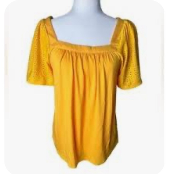 Michael Kors Yellow Eyelet Sleeve Blouse - Picture 1 of 6